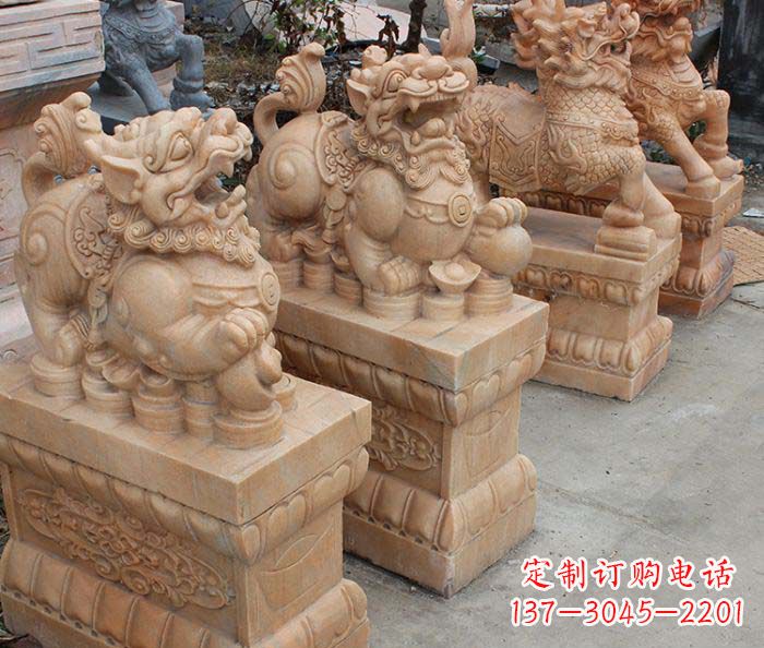 绵阳中领雕塑-古代神兽晚霞红貔貅石雕