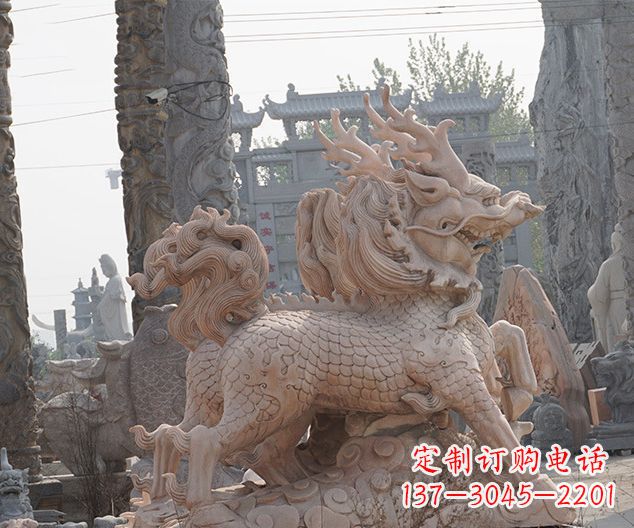 绵阳中领雕塑:古典麒麟石雕,美丽传承