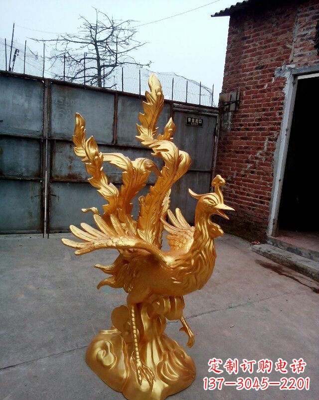 绵阳传统铜质凤凰雕塑
