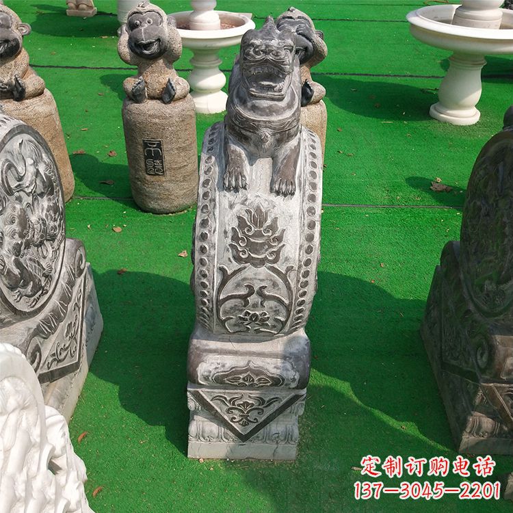 绵阳古代石雕狮子门墩雕塑