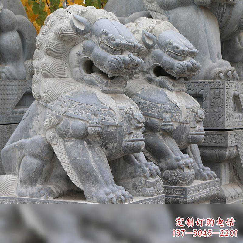 绵阳中领雕塑:仿故宫青石狮子雕塑