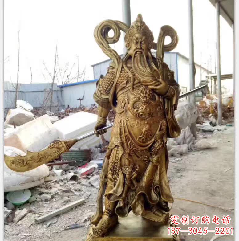 绵阳手工制作的22英寸关公铜雕塑