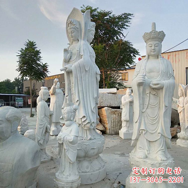 绵阳中领雕塑-观音石雕汉白玉菩萨
