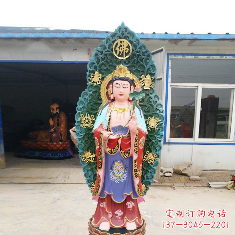 绵阳艺术精致观音玻璃钢彩绘雕塑