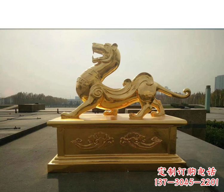 绵阳广场白虎神兽铜雕