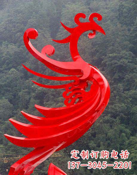 绵阳广场不锈钢彩色凤凰雕塑