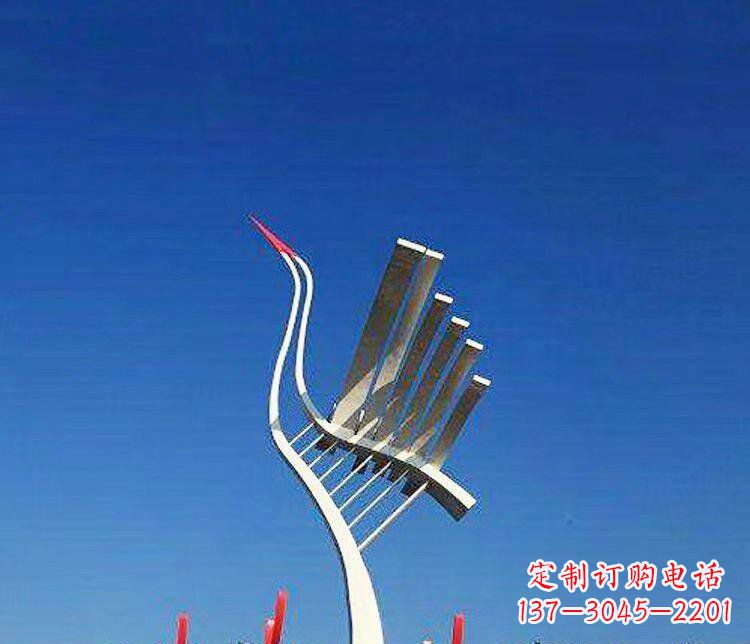绵阳广场不锈钢抽象丹顶鹤景观雕塑