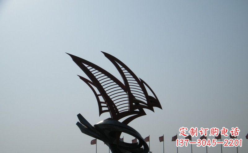 绵阳广场不锈钢抽象帆船雕塑