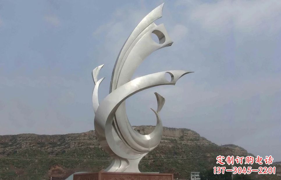 绵阳广场不锈钢抽象凤凰雕塑 (5)