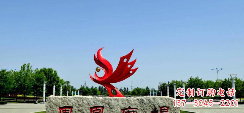 绵阳广场不锈钢抽象凤凰雕塑 (3)