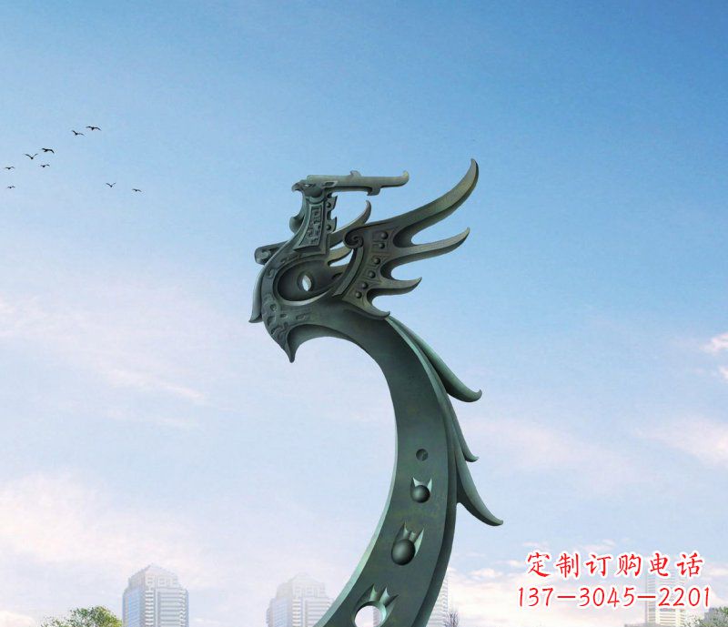 绵阳广场不锈钢抽象凤凰雕塑 (6)