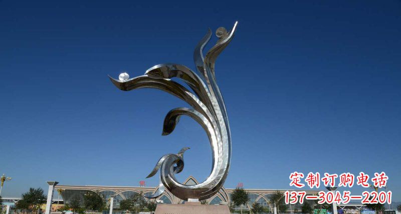 绵阳广场不锈钢抽象凤凰雕塑 (8)