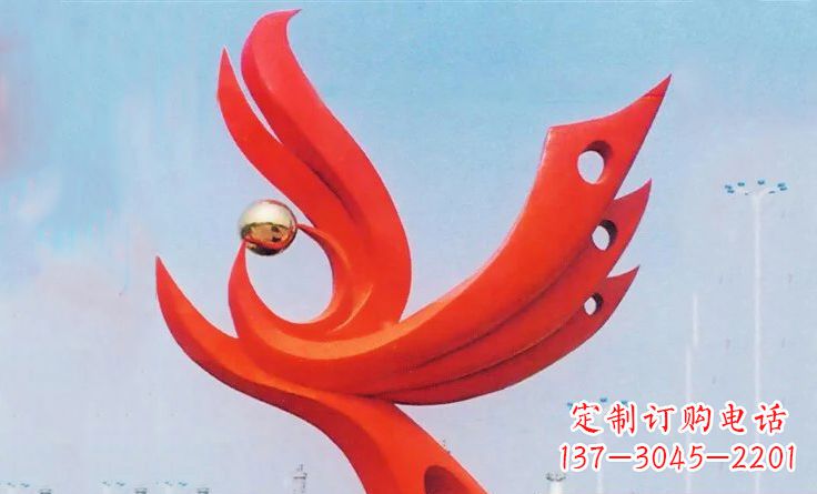绵阳新中领雕塑-不锈钢抽象凤凰雕塑