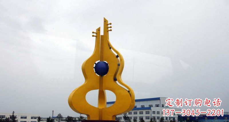 绵阳中领雕塑:葫芦琵琶不锈钢雕塑
