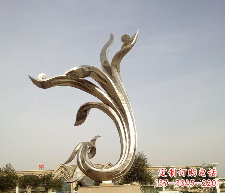 绵阳广场不锈钢抽象金凤凰雕塑