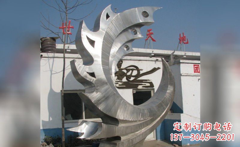 绵阳广场不锈钢抽象鸟凤凰雕塑