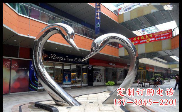 绵阳广场不锈钢抽象天鹅动物景观雕塑