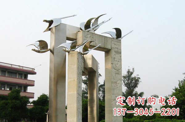 绵阳展现自然之美的不锈钢大雁动物雕塑