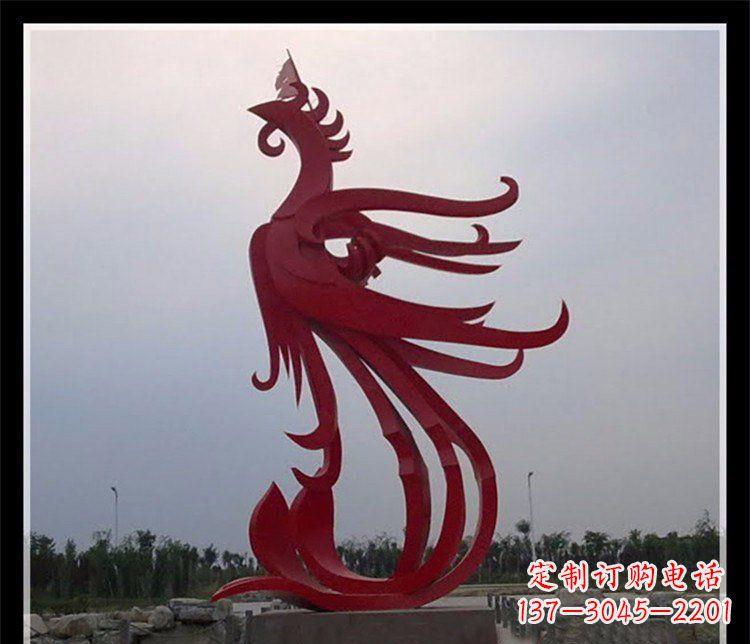 绵阳广场不锈钢飞翔的凤凰雕塑 (2)