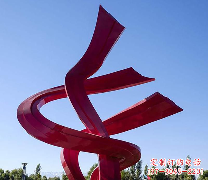 绵阳广场不锈钢红飘带景观雕塑