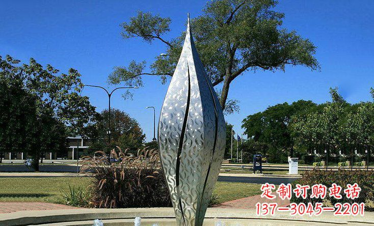绵阳广场不锈钢花骨朵喷泉雕塑