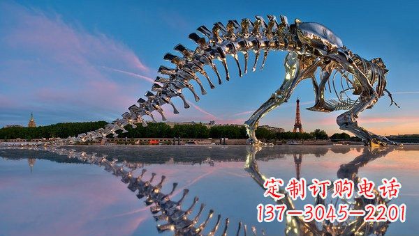 绵阳魅力无穷的不锈钢恐龙骨架雕塑