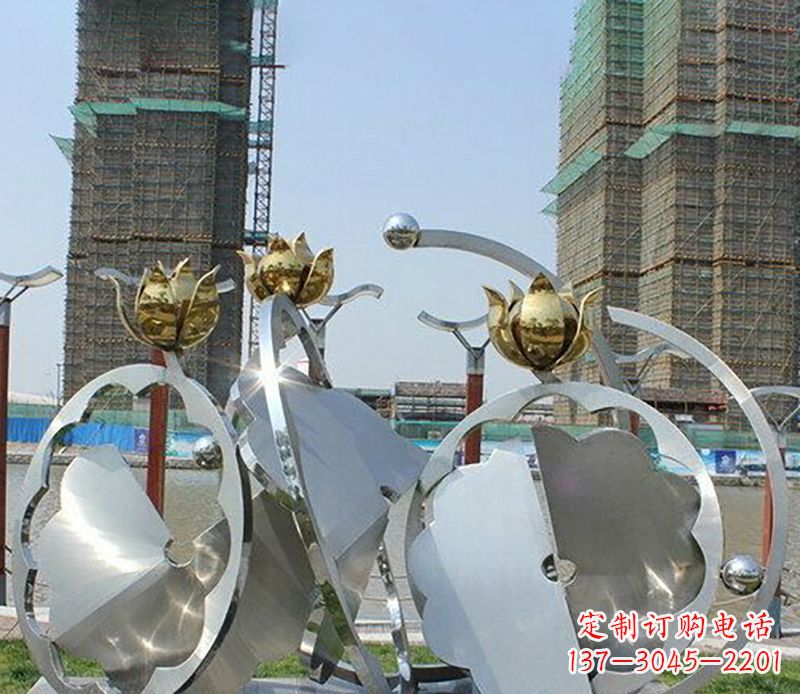 绵阳精美不锈钢抽象莲花雕塑