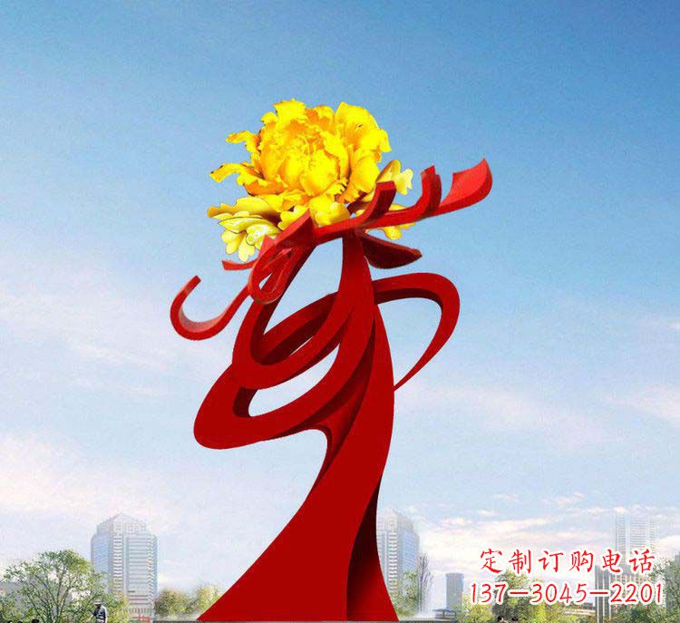 绵阳中领雕塑:牡丹花开,把美景永久定格