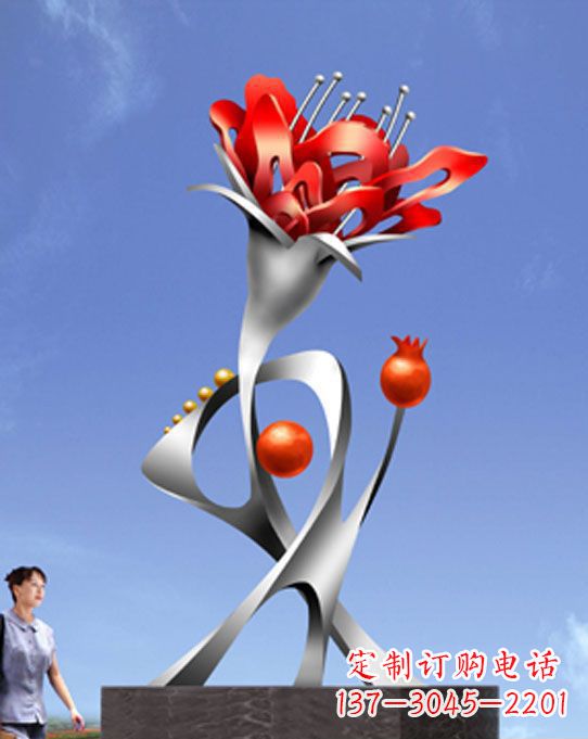 绵阳精美不锈钢石榴花雕塑,震撼了审美的眼睛