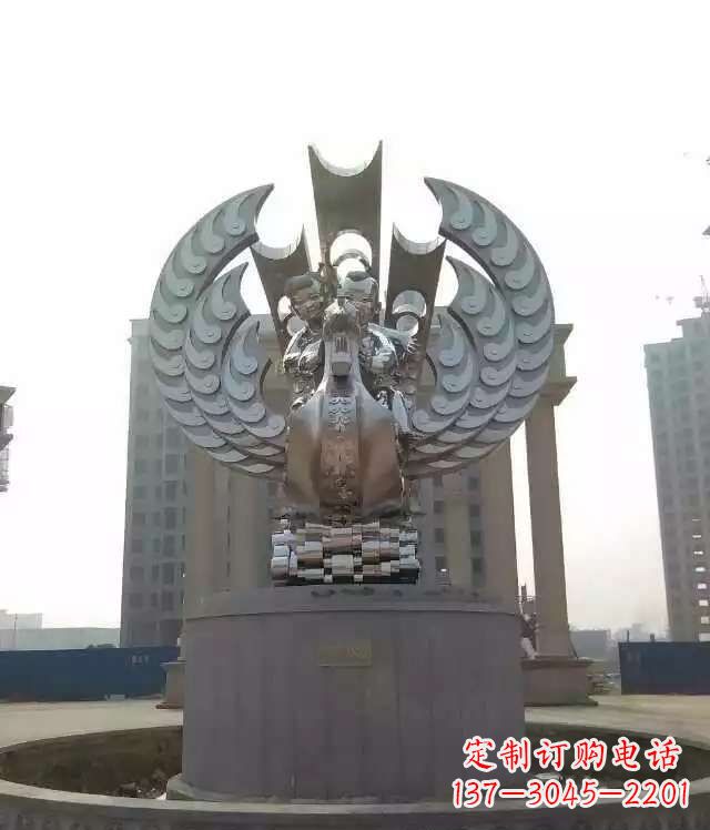 绵阳广场不锈钢童趣凤凰雕塑