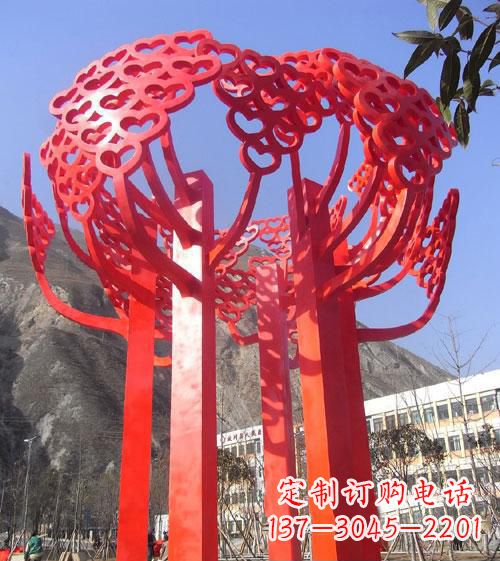 绵阳不锈钢心形树叶大树雕塑,展示爱与生命
