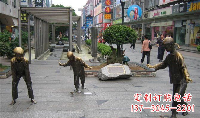 绵阳广场抽陀螺小品人物铜雕