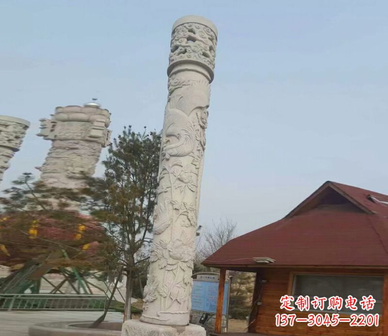 绵阳迎宾龙柱石雕——大理石景观雕刻精美艺术品