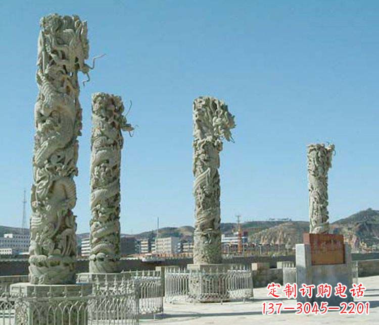 绵阳中领雕塑的大理石盘龙柱景观石雕