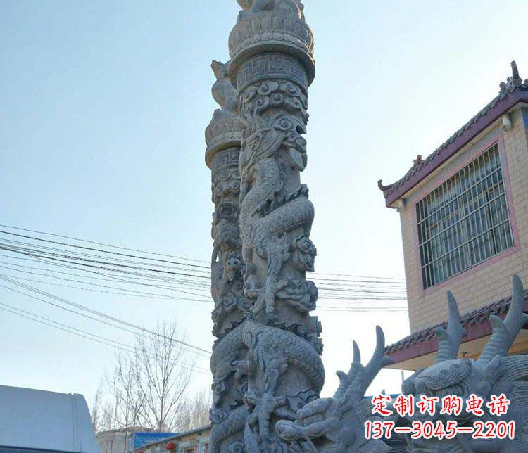 绵阳精美广场大理石龙柱雕塑