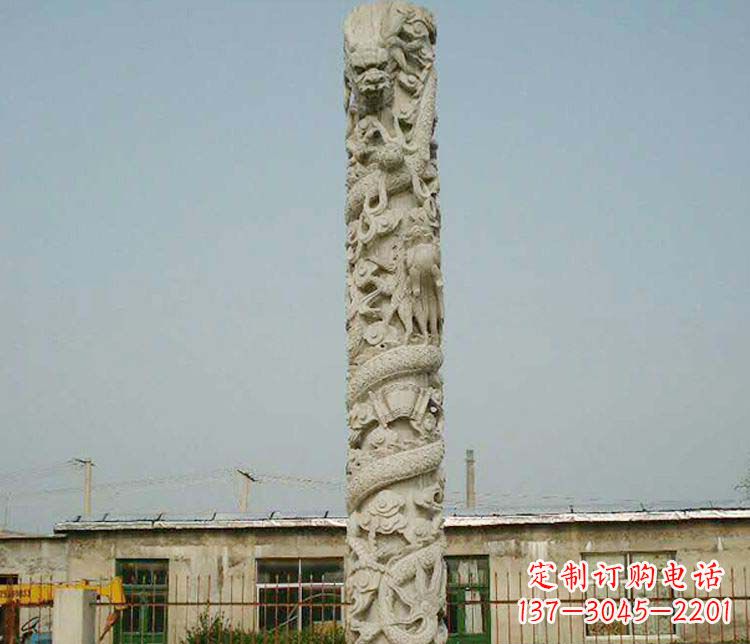 绵阳中领雕塑——独具特色的大理石盘龙柱雕塑