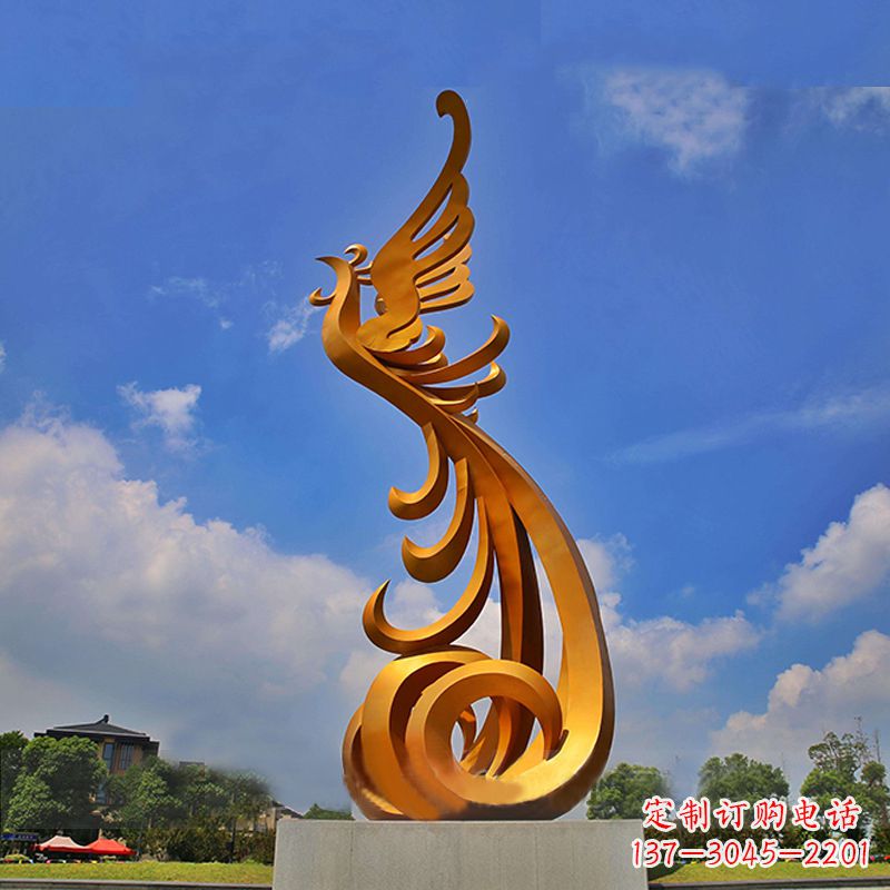 绵阳广场大型凤凰不锈钢雕塑