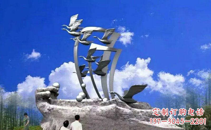 绵阳广场大雁不锈钢雕塑