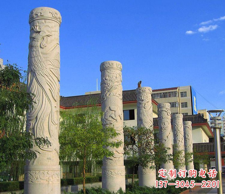 绵阳广场凤凰石浮雕龙柱景观石雕