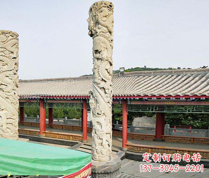 绵阳雕刻精致的大理石龙柱石雕