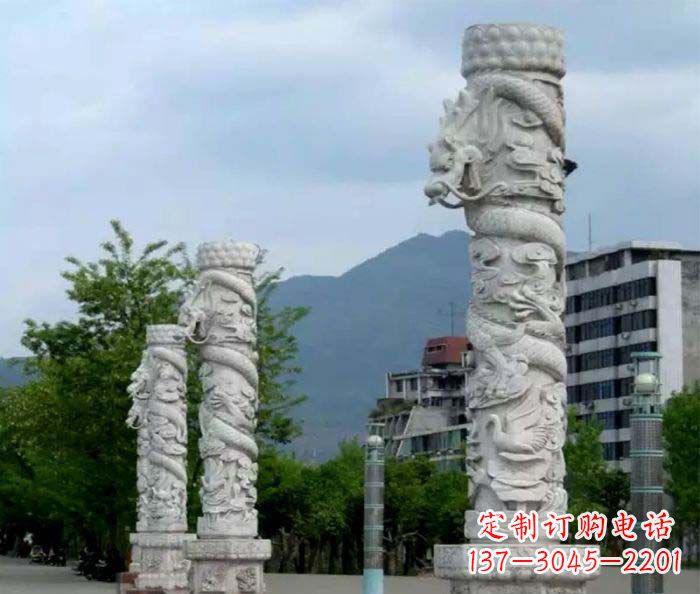 绵阳精美工艺大理石龙柱雕塑