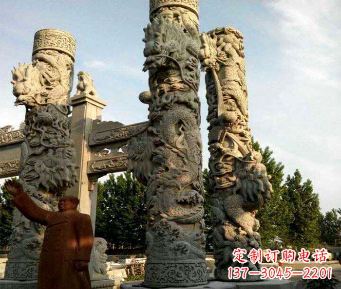 绵阳中领雕塑推出的震撼龙柱大理石雕,是一种典…