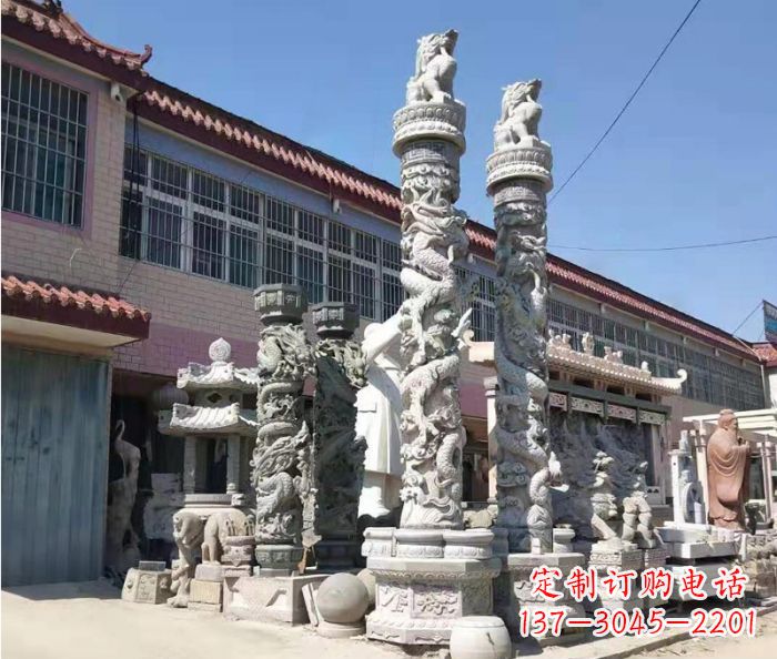 绵阳广场景观大理石龙柱石雕_1