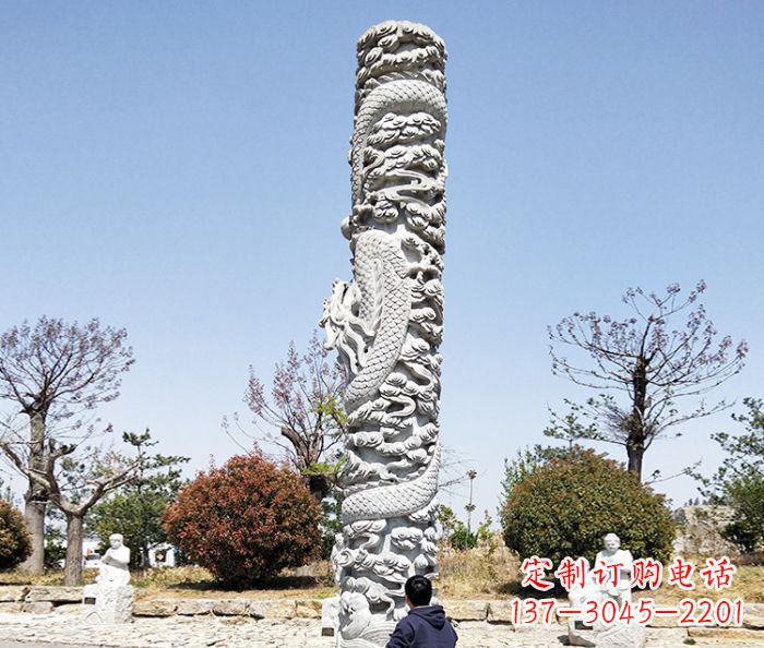 绵阳广场景观大理石盘龙柱石雕