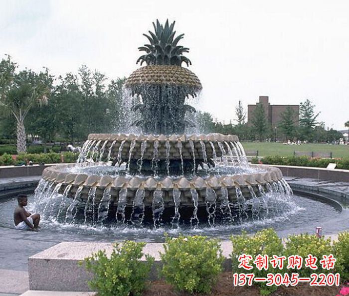 绵阳广场景观大型菠萝喷泉石雕