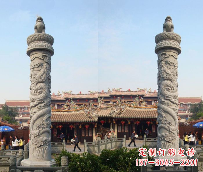 绵阳精美的汉白玉龙柱石雕塑