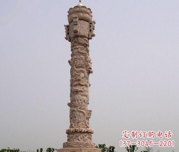 绵阳领雕塑制作精美的红石龙柱雕塑
