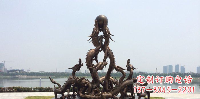 绵阳广场九龙戏珠铜龙铜雕