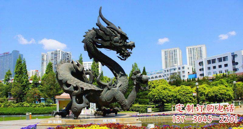 绵阳广场龙戏珠景观铜雕