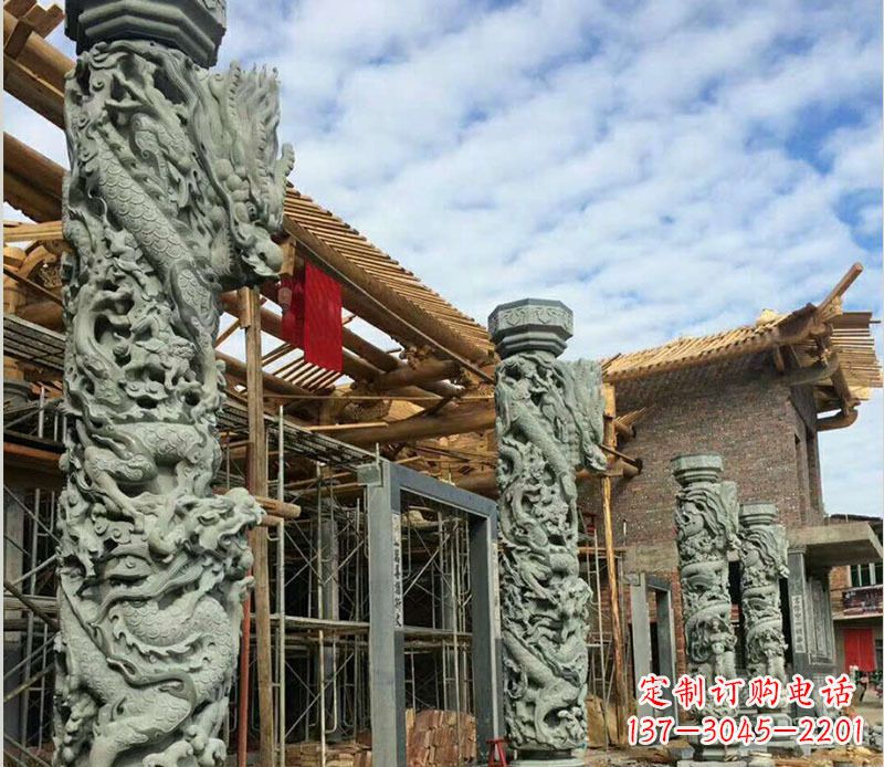 绵阳广场盘龙柱大理石柱子石雕